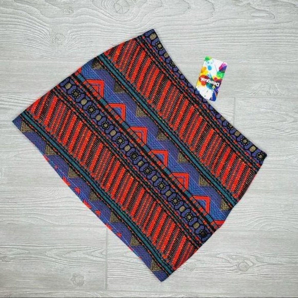 Nwt designual Aztec metallic embroidered skirt short large (10)